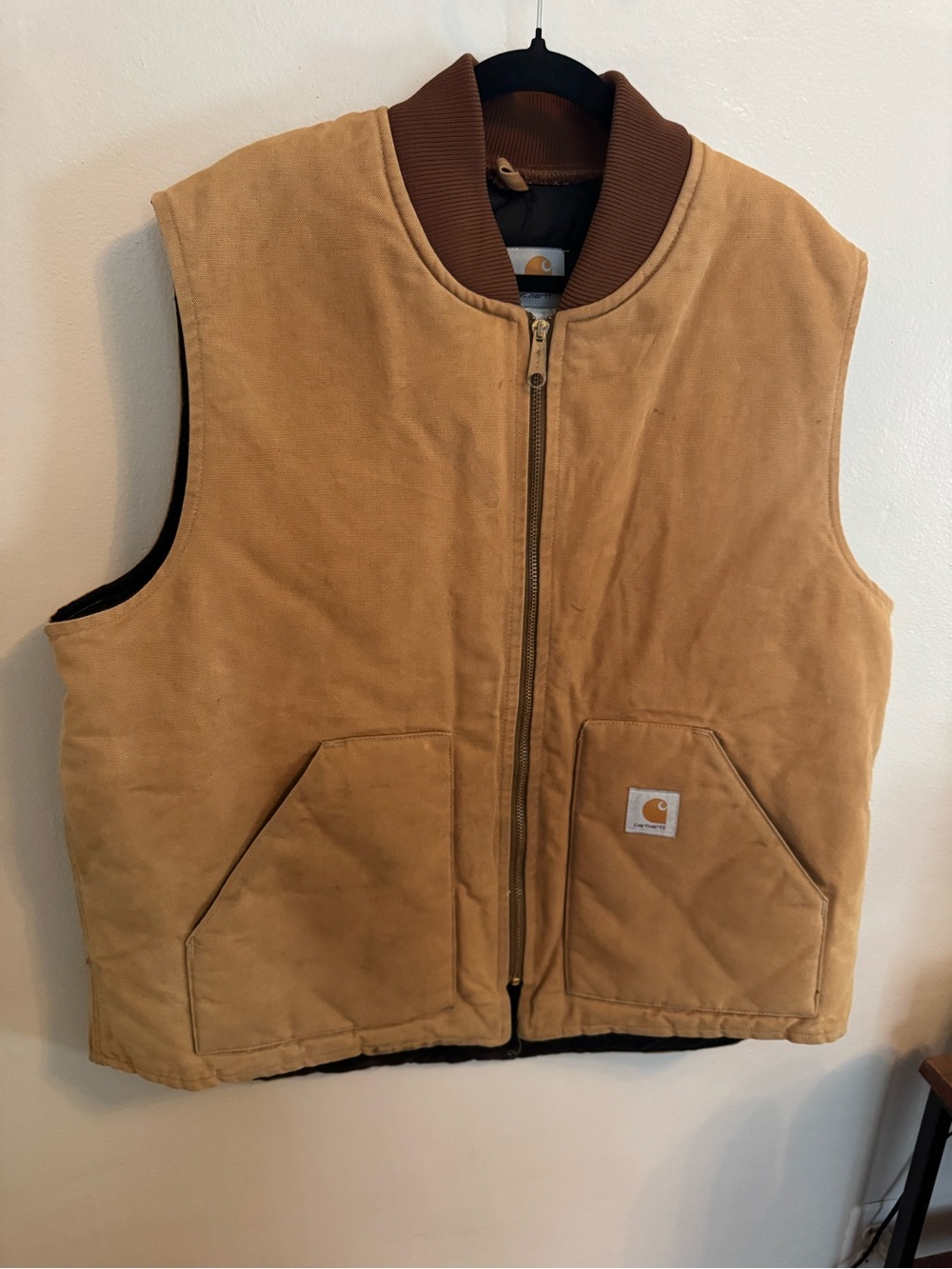 Vintage Carhartt Men’s Brown Duck Canvas Work Vest with quilted lined XXL